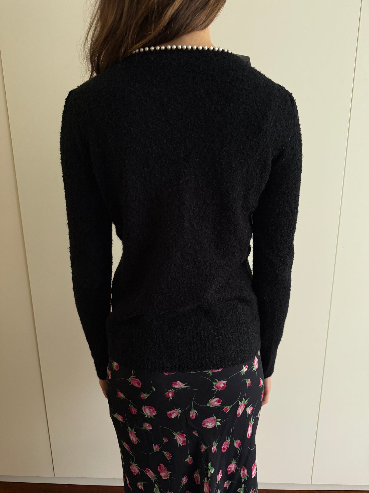 MARY QUANT LONDON PEARL BOUCLE CARDIGAN