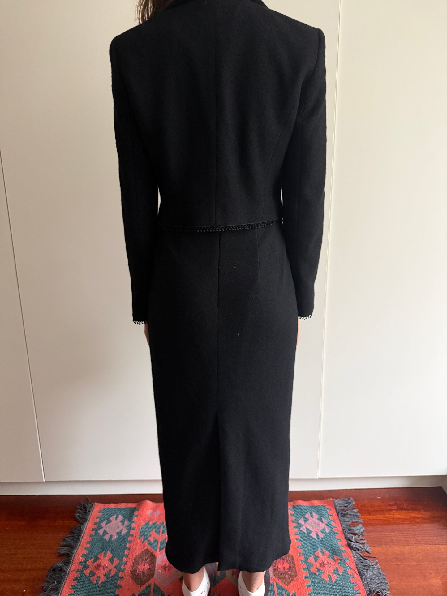 80s NORMA KAMALI OMO TAILORED WOOL SKIRT SUIT
