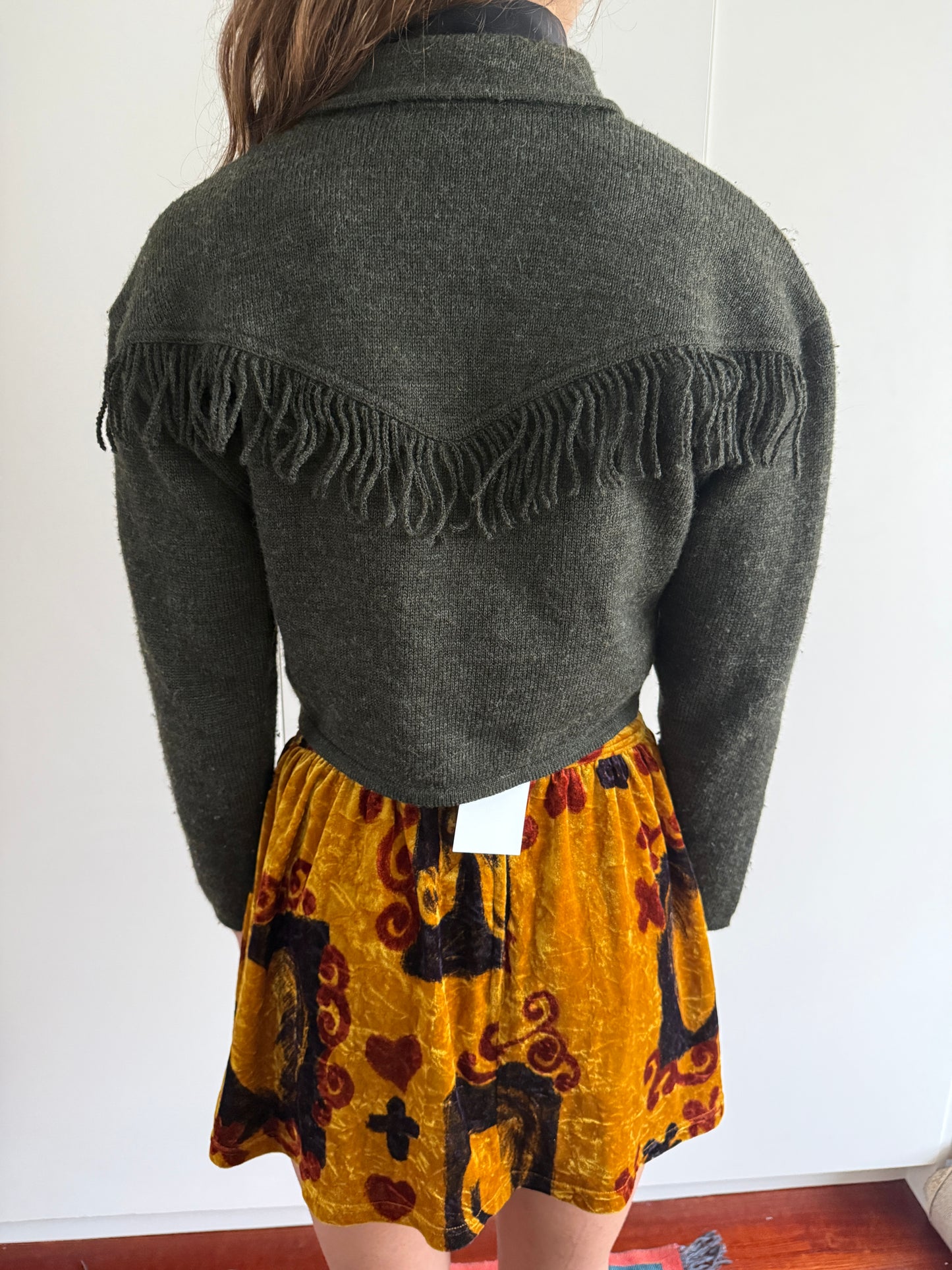 80s BIGI WOOL CROPPED KNIT JACKET WITH TASSELS