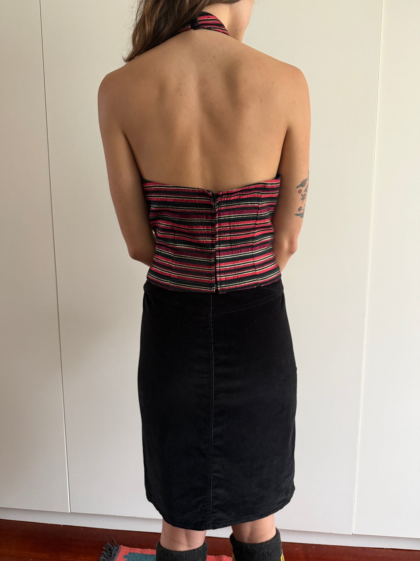 90s CACHE METALLIC HALTER TOP