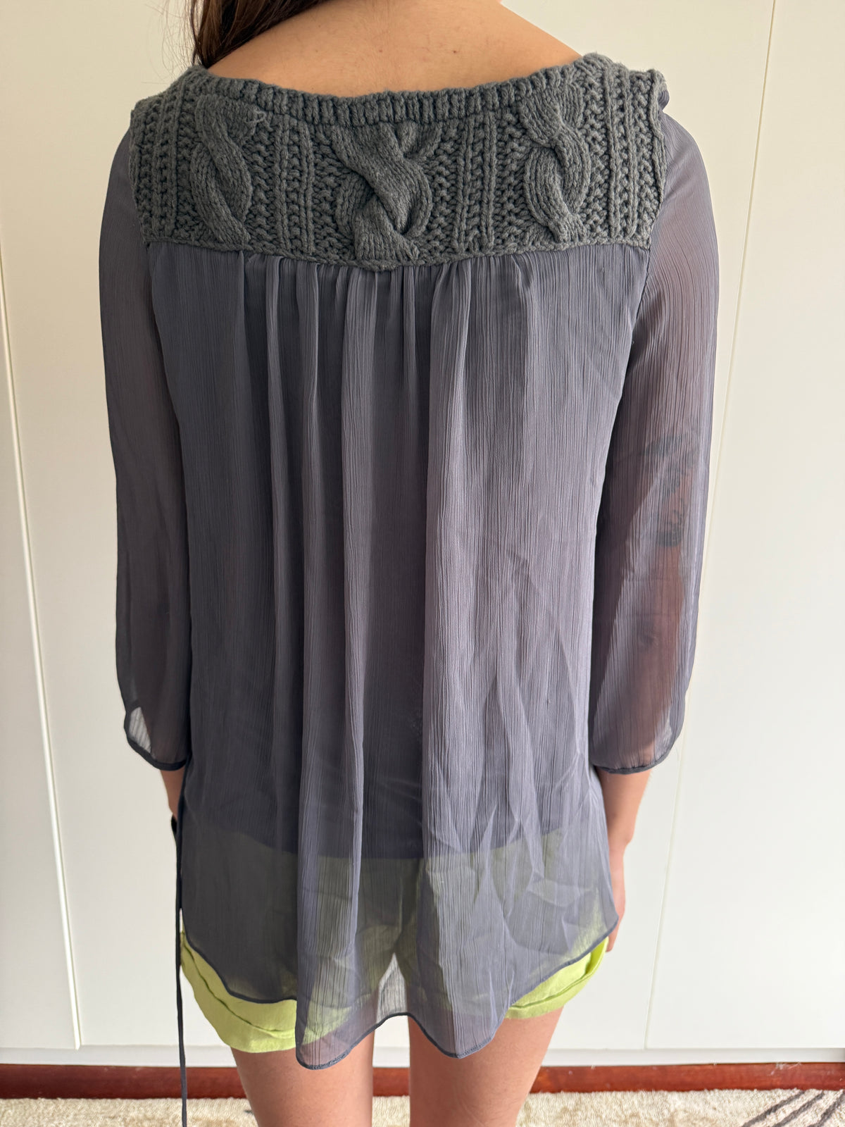 FRENCH VINTAGE KNIT BABYDOLL TOP