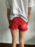 RED LOW RISE TIE DYE SHORTS