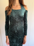 80s VINTAGE VELVET HALTER NECK DRESS