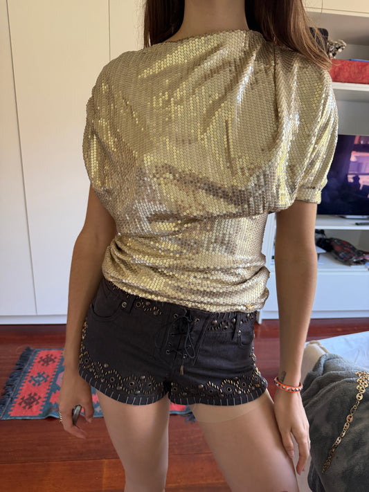ITALIAN BRAND GOLD ASYMMETRIC TOP