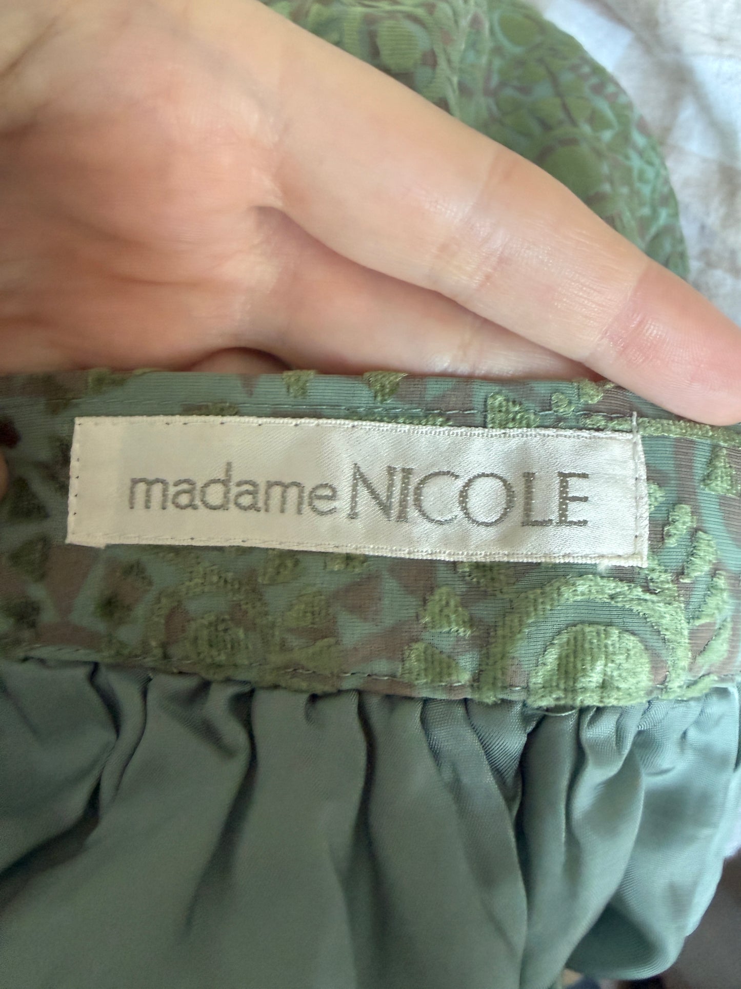 80s MADAME NICOLE BURNT VELVET TIERED SKIRT