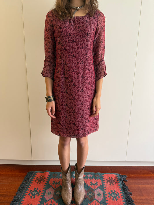 90s ANNA SUI SILK BLEND FLORAL DRESS