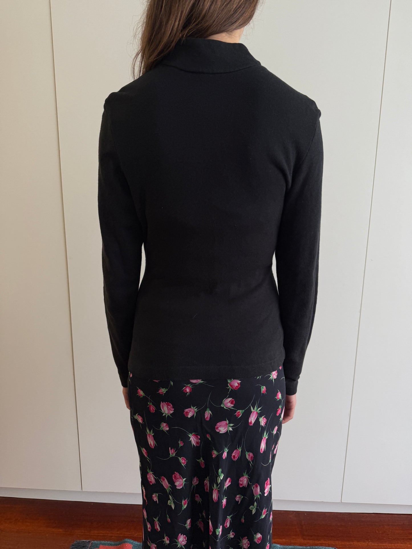 90s MARIELLA BURANI SILK ROSE PRINT SKIRT