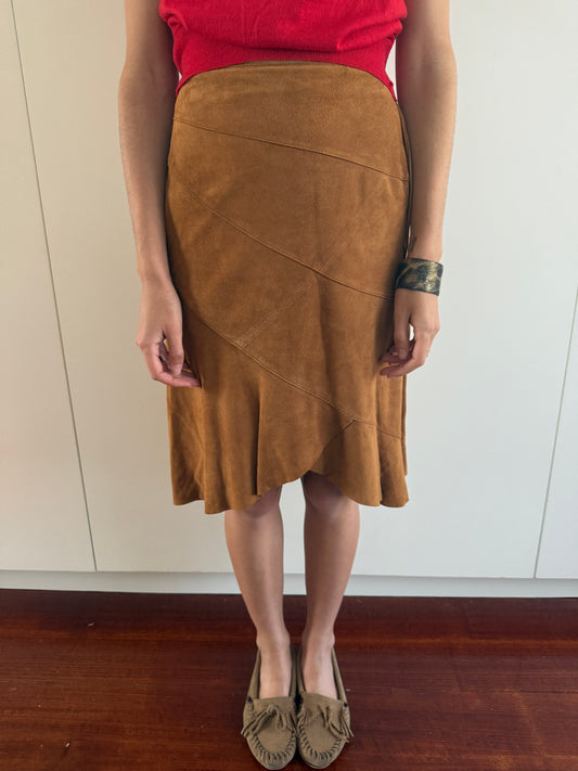 SOFT SHEEPSKIN SUEDE ASYMMETRIC SKIRT