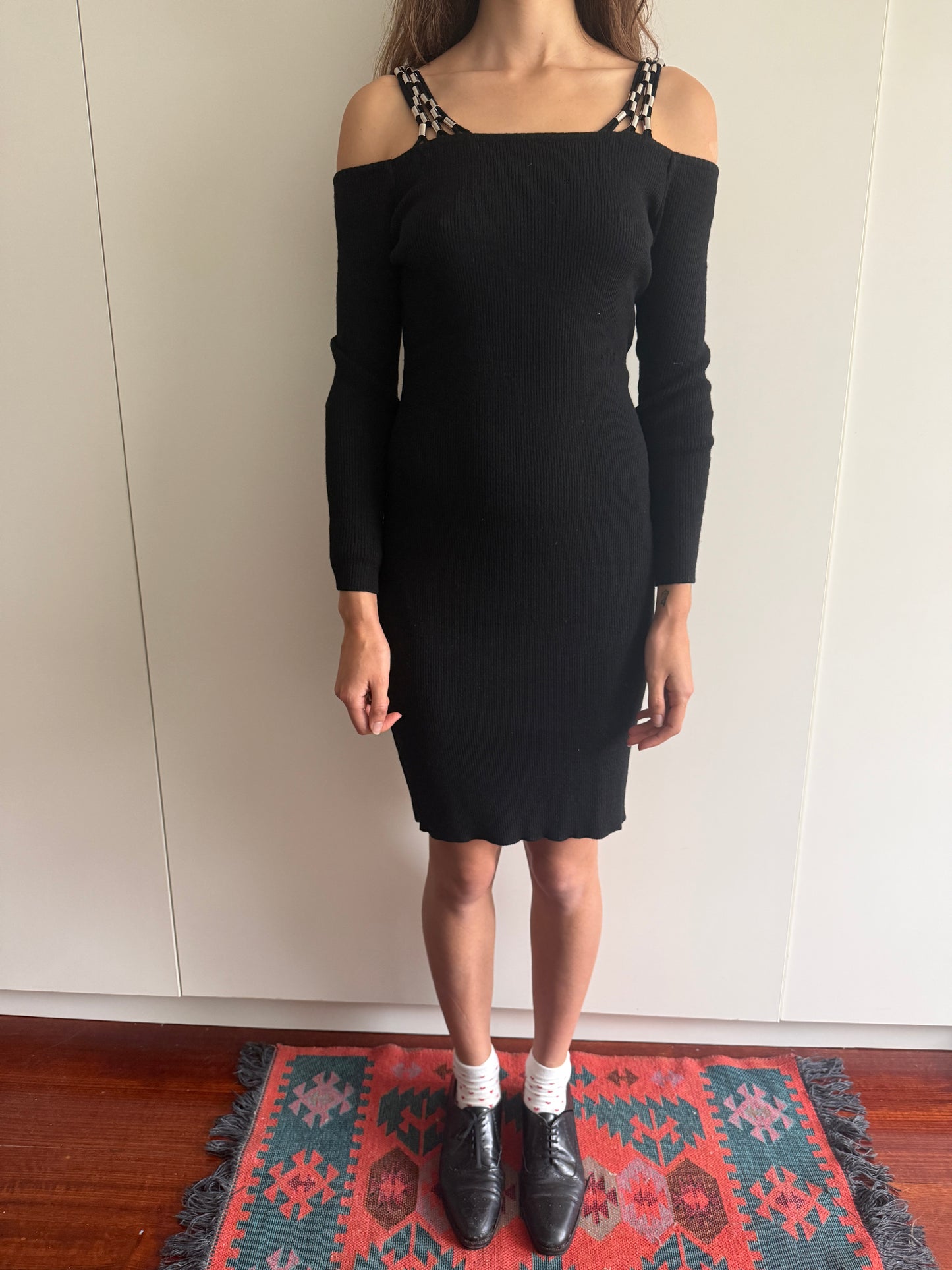 80s DOROTHEE BIS WOOL RIBBED DRESS