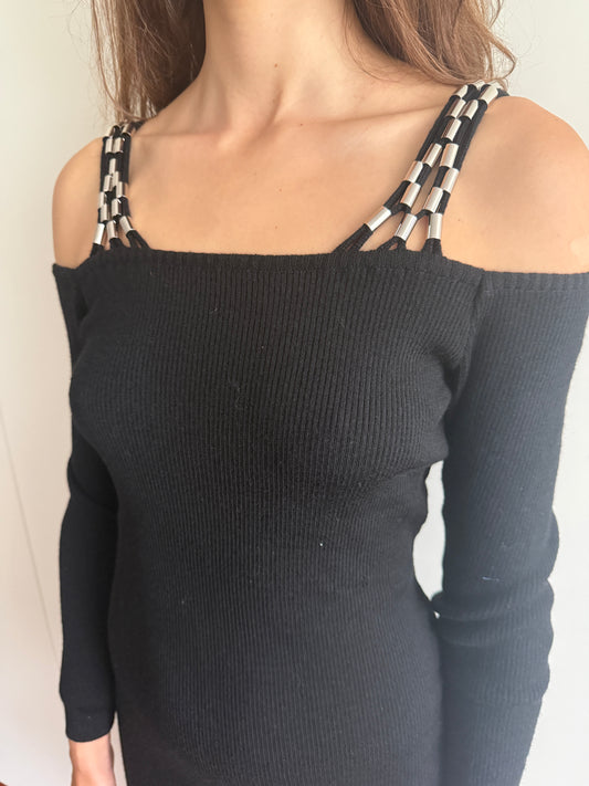 80s DOROTHEE BIS WOOL RIBBED DRESS