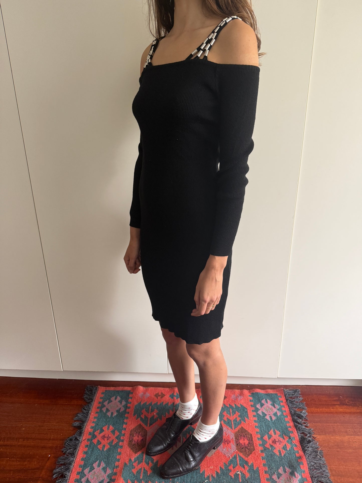 80s DOROTHEE BIS WOOL RIBBED DRESS