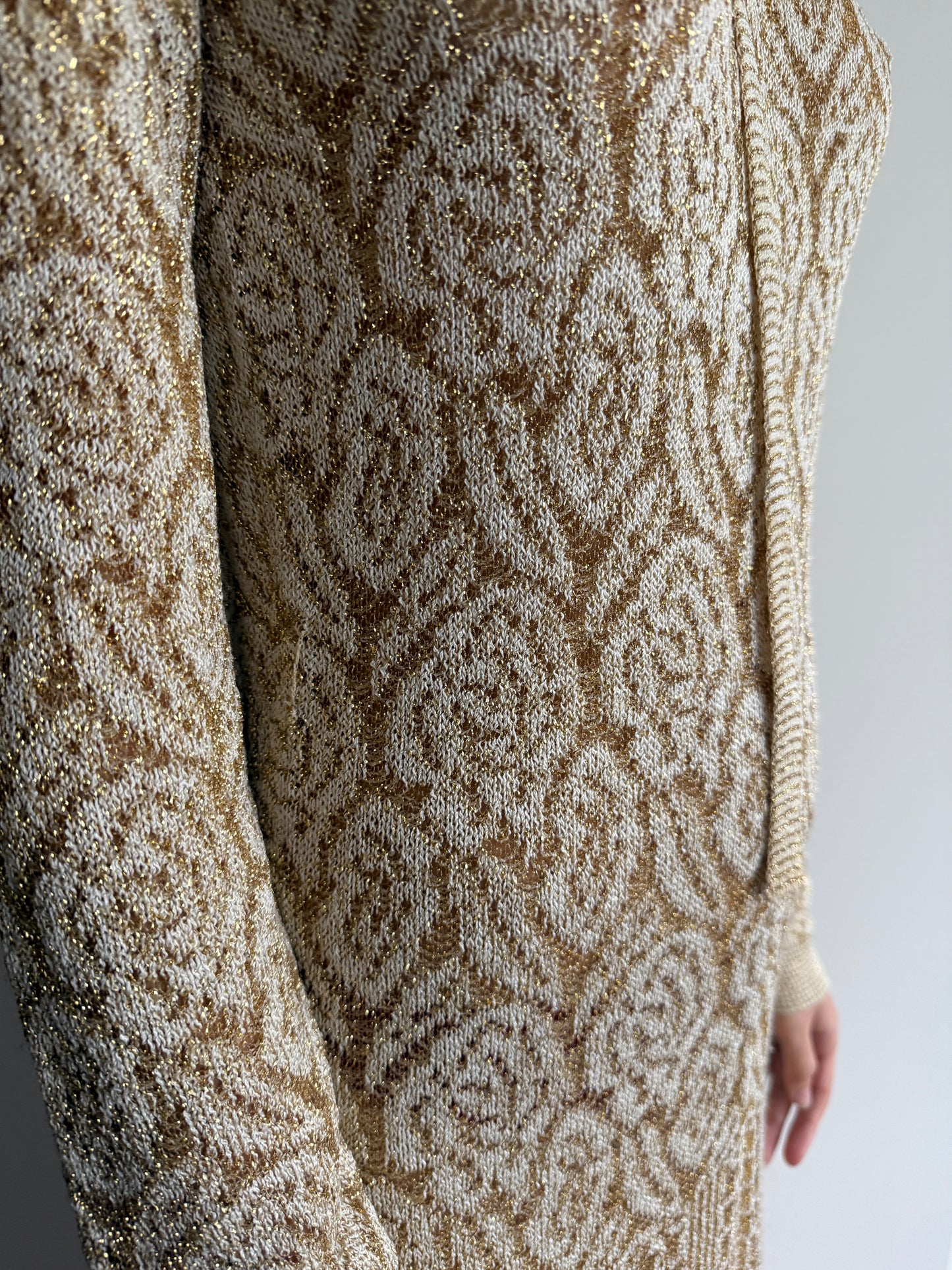 70s FLOOR LENGTH ADELE SIMPSON GOWN w/ BELT/SCARF