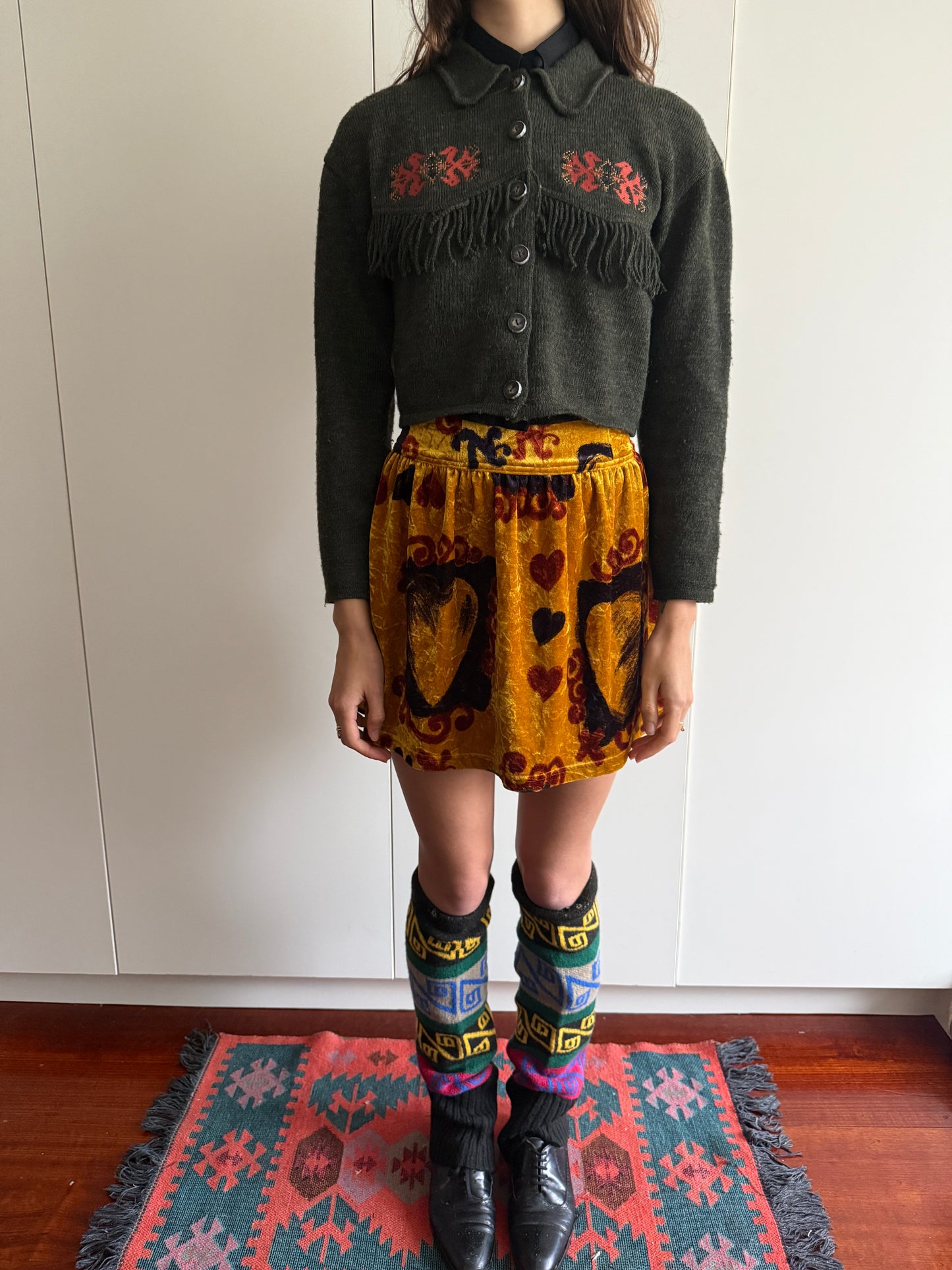 80s BIGI WOOL CROPPED KNIT JACKET WITH TASSELS