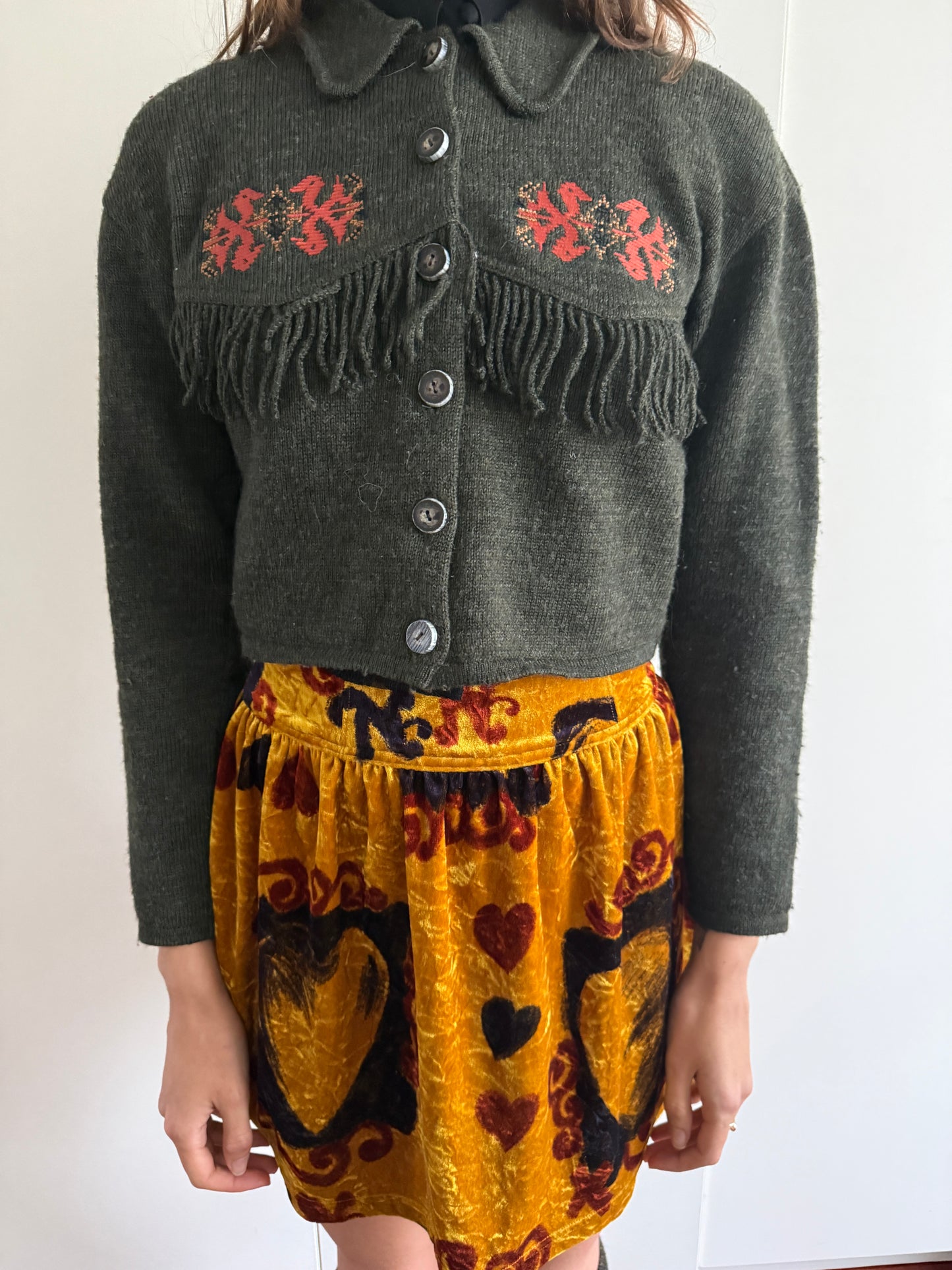 80s BIGI WOOL CROPPED KNIT JACKET WITH TASSELS