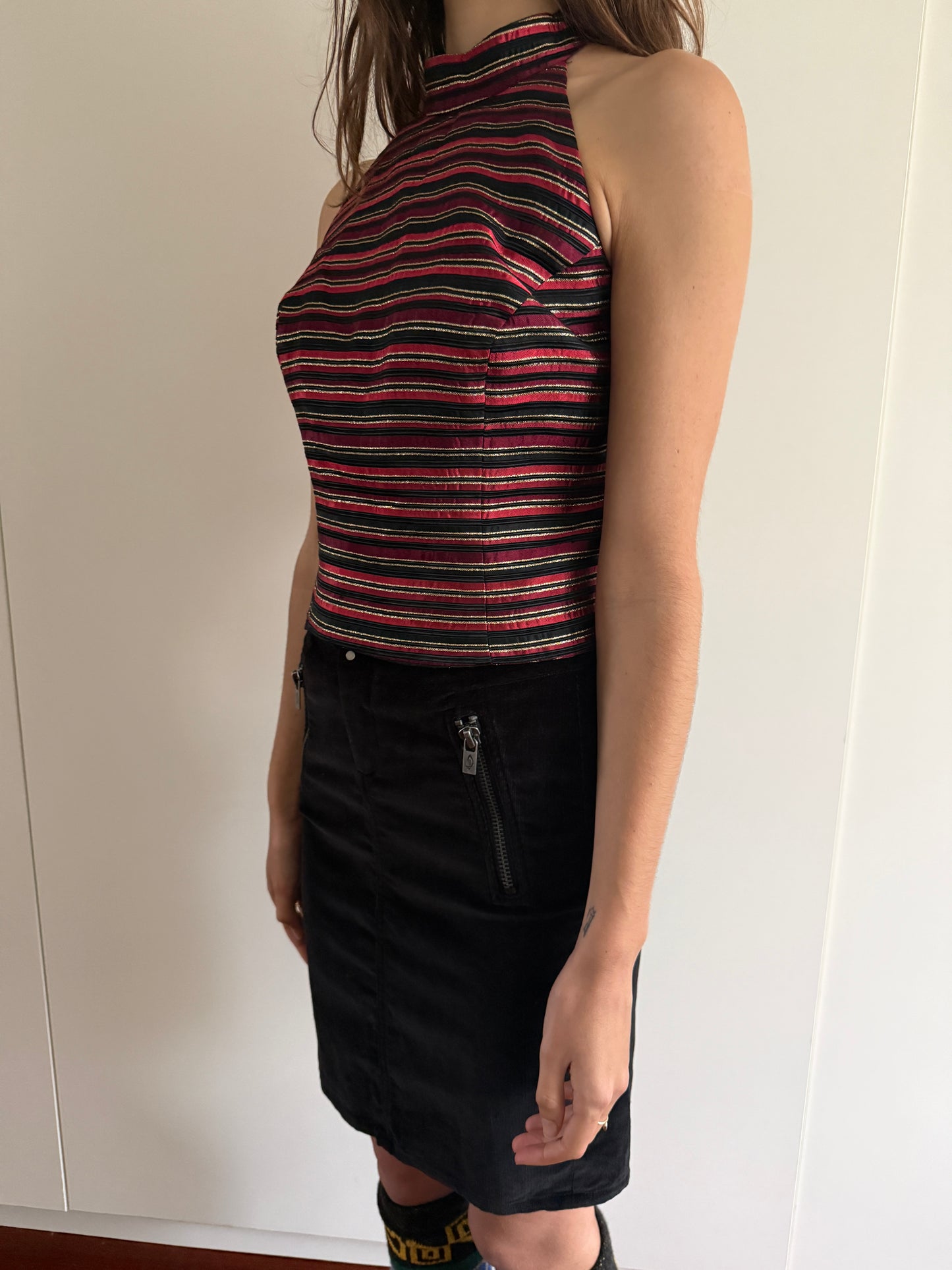 90s CACHE METALLIC HALTER TOP