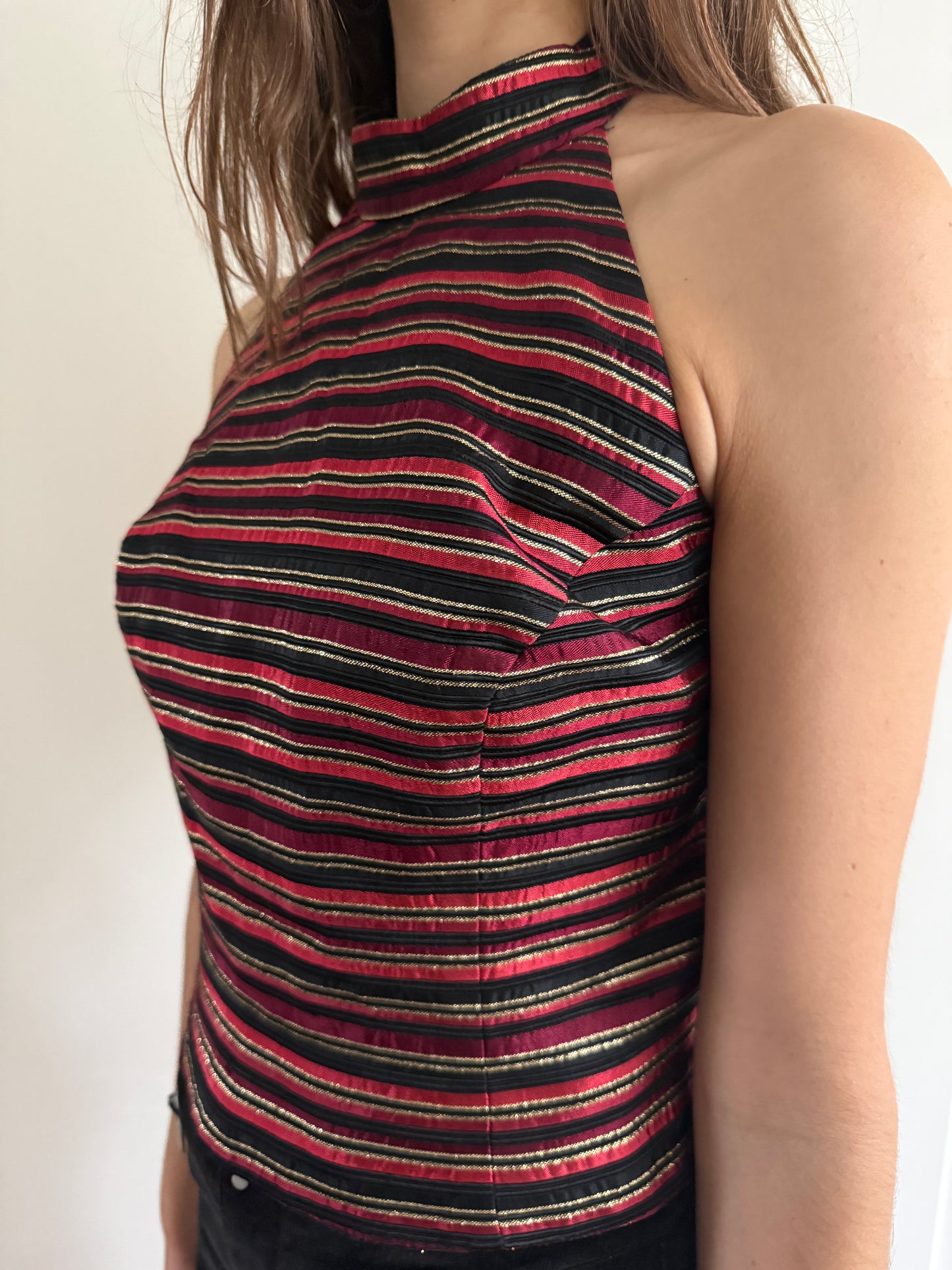 90s CACHE METALLIC HALTER TOP