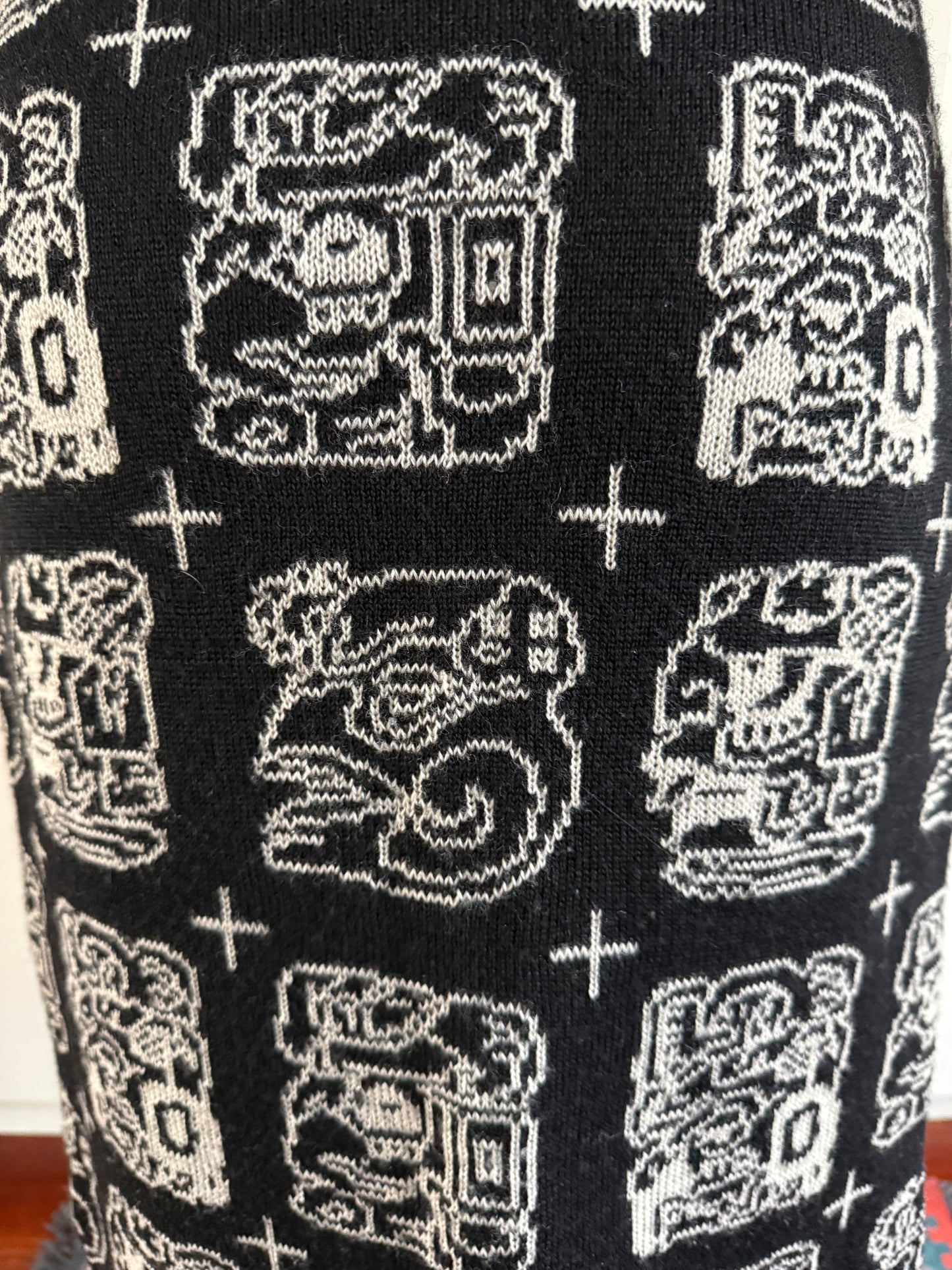 80s JOSEPH TRICOT WOOL GLYPH WRAP SKIRT