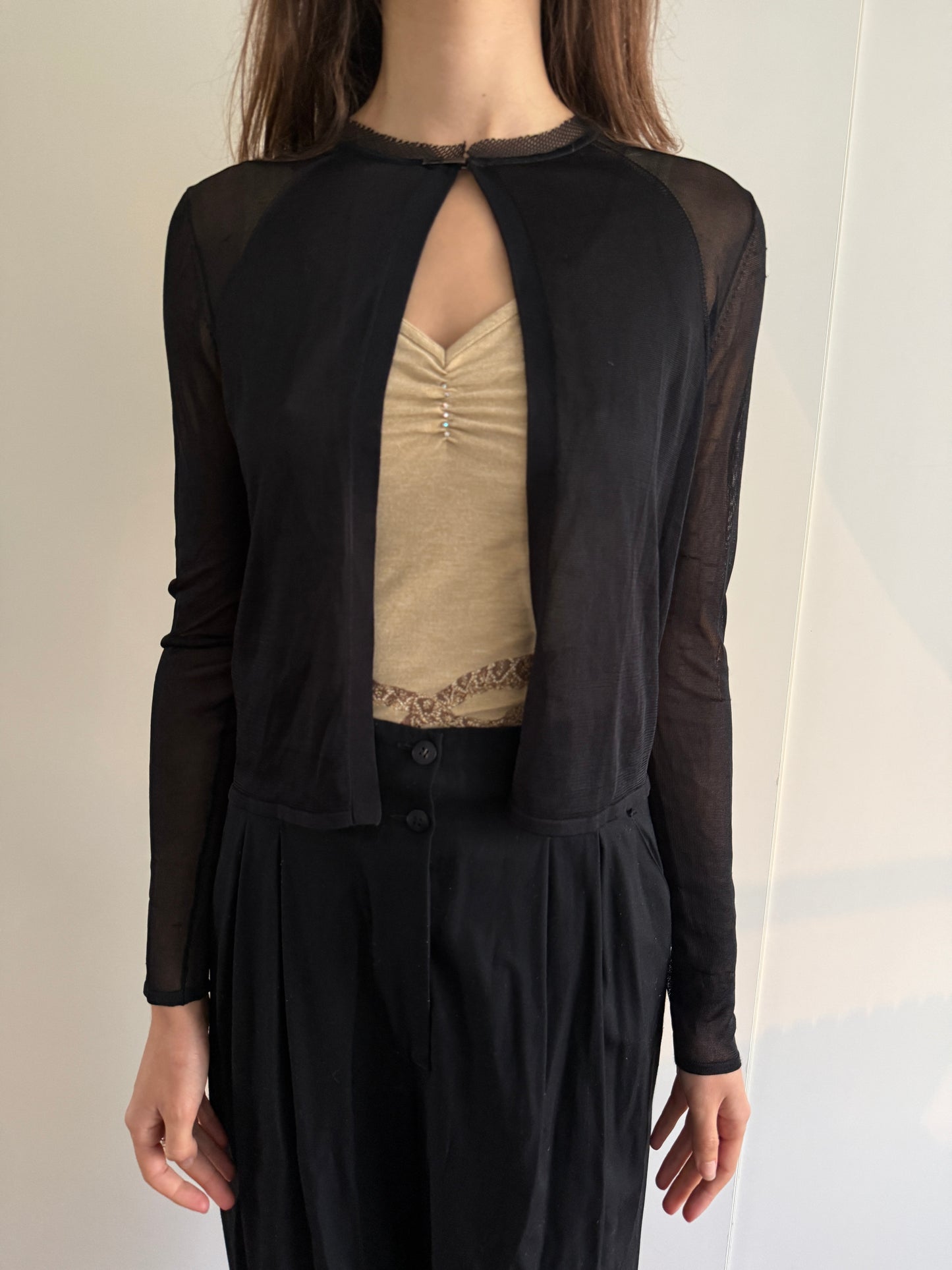 ELIE TAHARI MESH CARDIGAN
