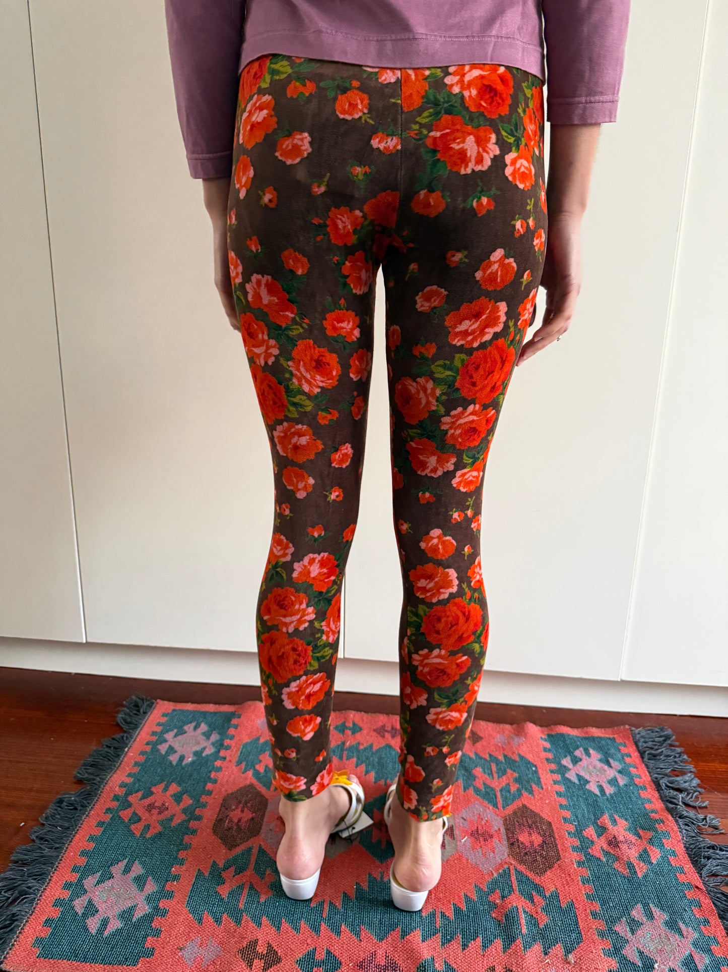 90s KENZO JUNGLE VELVET ROSE LEGGINGS