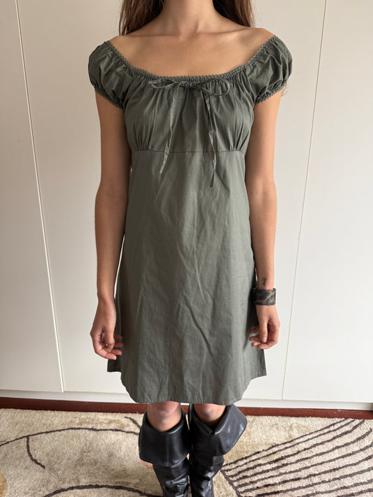 KHAKI VINTAGE MILKMAID DRESS