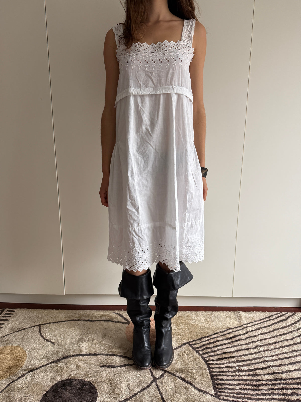 ANTIQUE 1920s HANDMADE FRENCH SLIP DRES