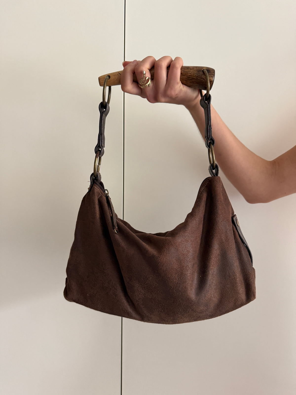 VINTAGE WOOD HANDLED BAG