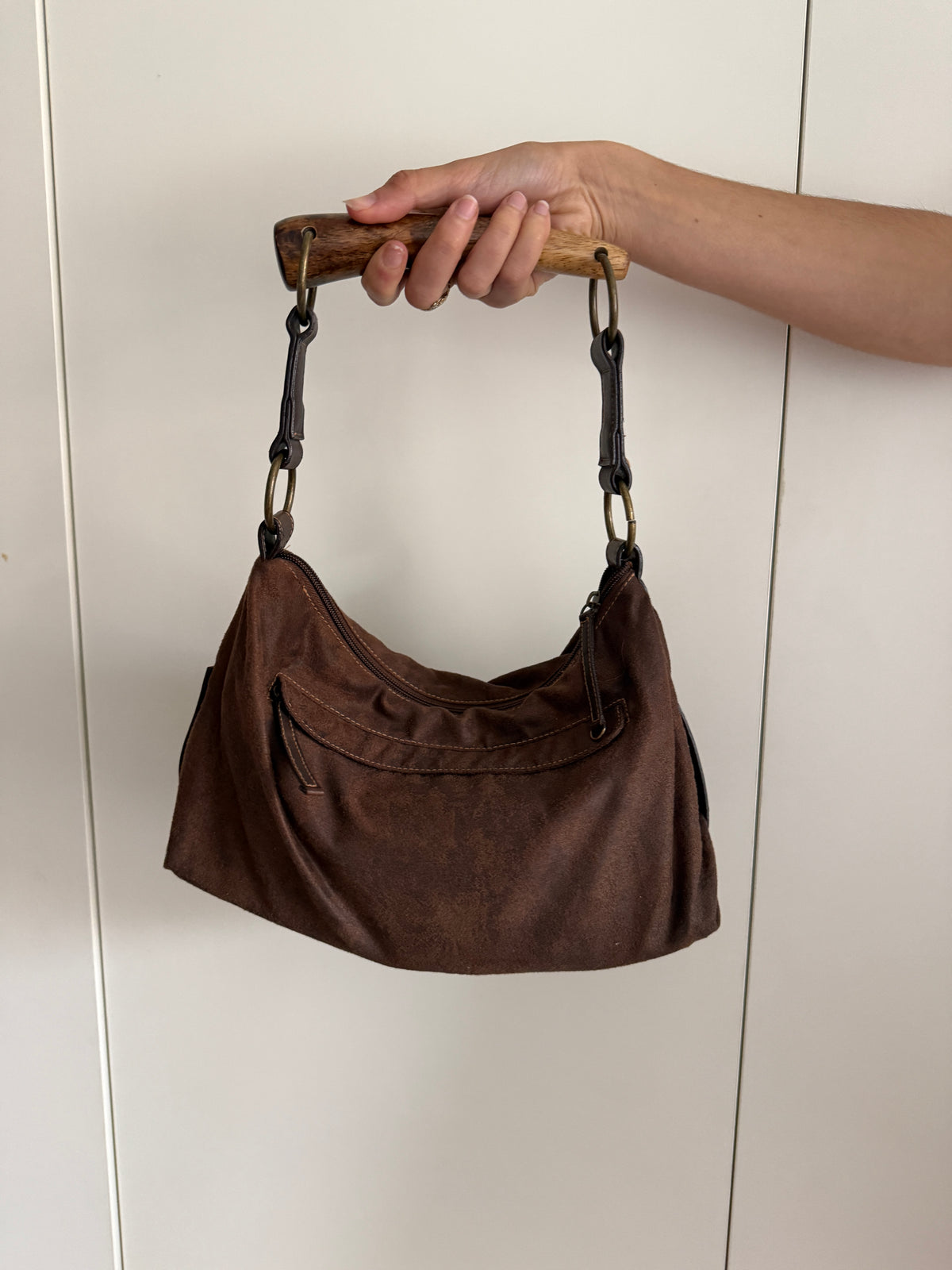 VINTAGE WOOD HANDLED BAG