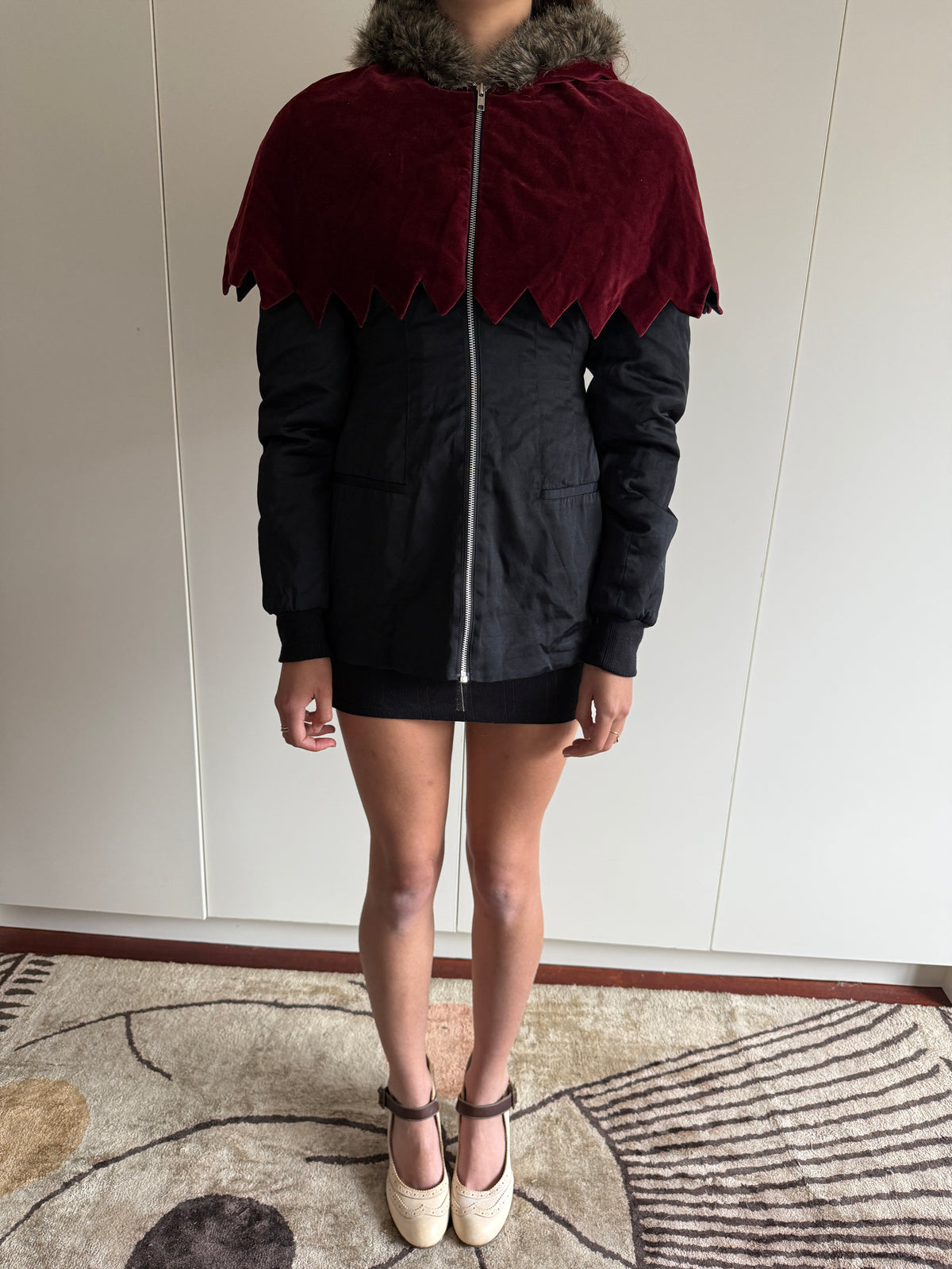 AQUAGIRL BY FAYCAL AMOR VELVET CAPED JACKET WITH FUR HOOD