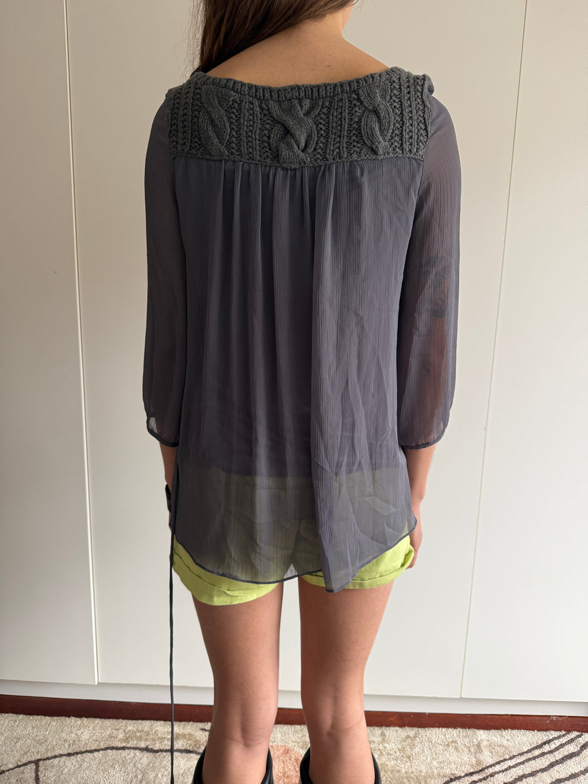 FRENCH VINTAGE KNIT BABYDOLL TOP