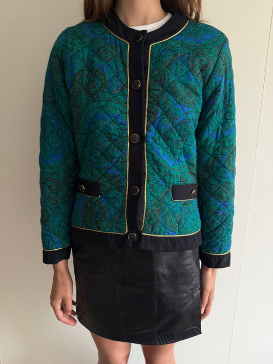 80s VINTAGE PAISLEY QUILTED JACKET