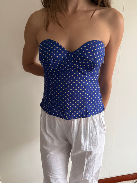 VINTAGE 80s POLKA DOT BUSTIER TOP