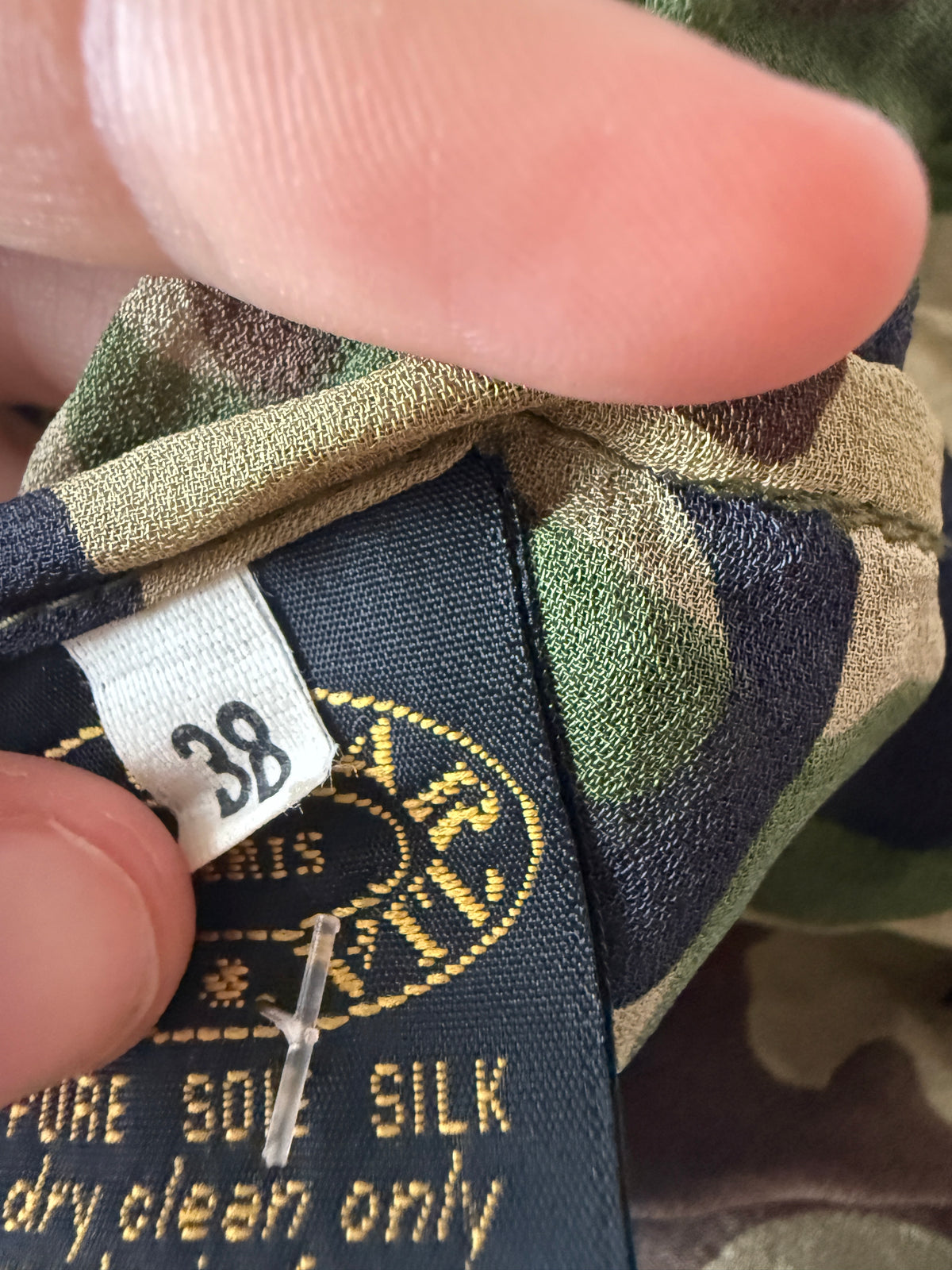 YVAN ET MARZIA PURE SILK CAMO BLOUSE