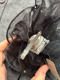 VINTAGE ROSETTE BLACK WITH FEATHERY BITS BROOCH/HAIR CLIP