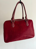 BURGUNDY COWHIDE BOWLING BAG