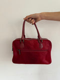 BURGUNDY COWHIDE BOWLING BAG