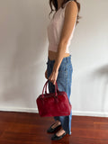BURGUNDY COWHIDE BOWLING BAG