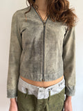 DISTRESSED LEATHER PERFORATED JACKET